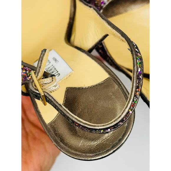 Jimmy Choo CLUE Multicolor Glitter Slingback Platform Open Sandals in sz 39.5 - Picture 7 of 14